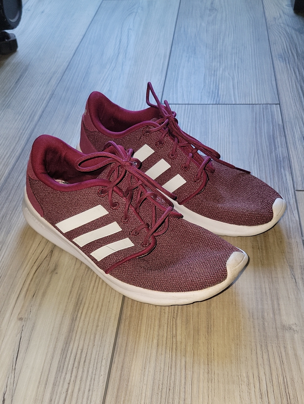Adidas Women’s Maroon Sneakers with White Stripes